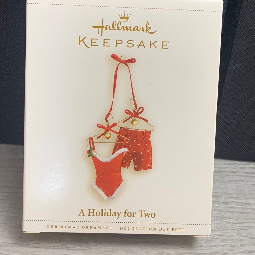 Hallmark Keepsake A Holiday for Two Christmas Ornament Red Swimsuit Boxers NWT